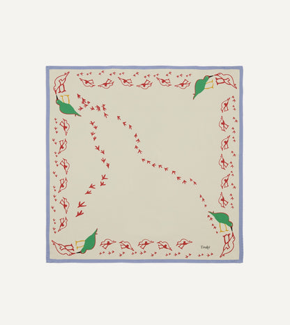 Drake's Ecru Oyster Catcher Print Silk Bandana