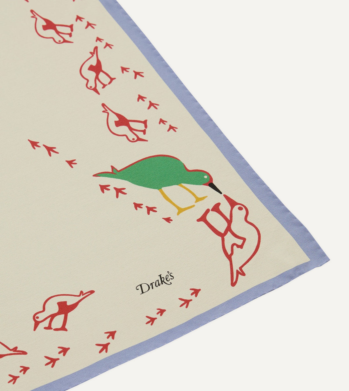 Drake's Ecru Oyster Catcher Print Silk Bandana