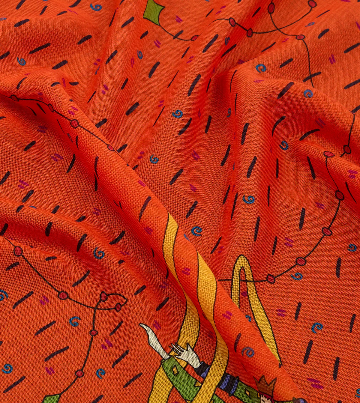 Drake's Red Acrobat Print Wool-Silk Bandana