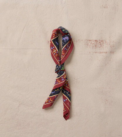Drake's Navy Animals and Flowers Print Silk Bandana