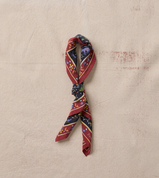 Drake's Navy Animals and Flowers Print Silk Bandana