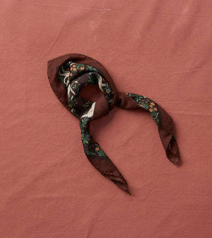 Drake's Brown Unicorn Print Wool-Silk Bandana