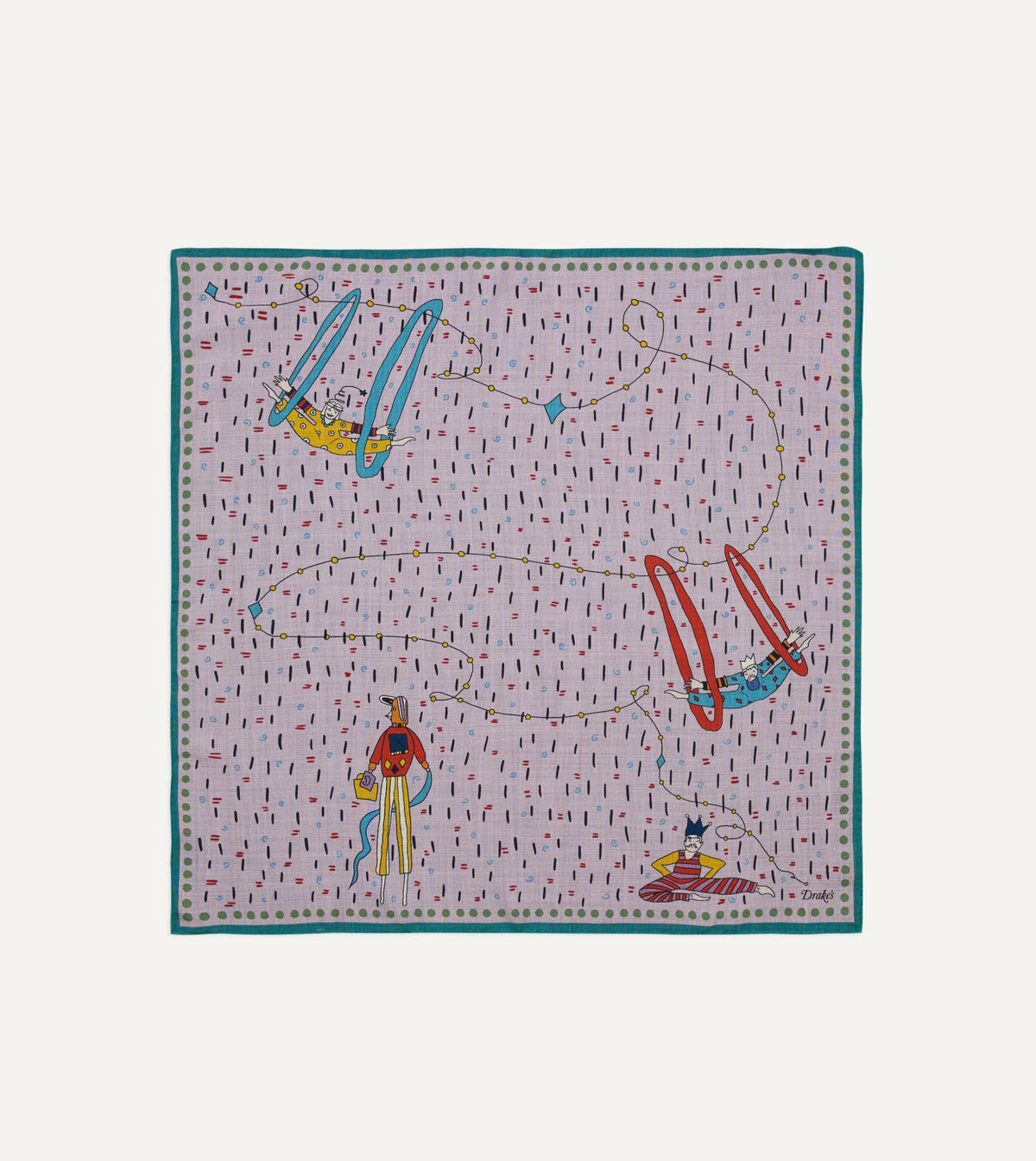 Drake's Lilac Acrobat Print Wool-Silk Bandana