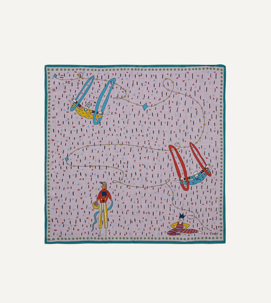 Drake's Lilac Acrobat Print Wool-Silk Bandana
