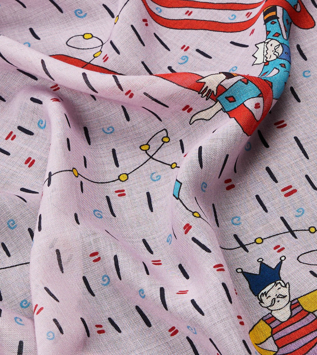 Drake's Lilac Acrobat Print Wool-Silk Bandana