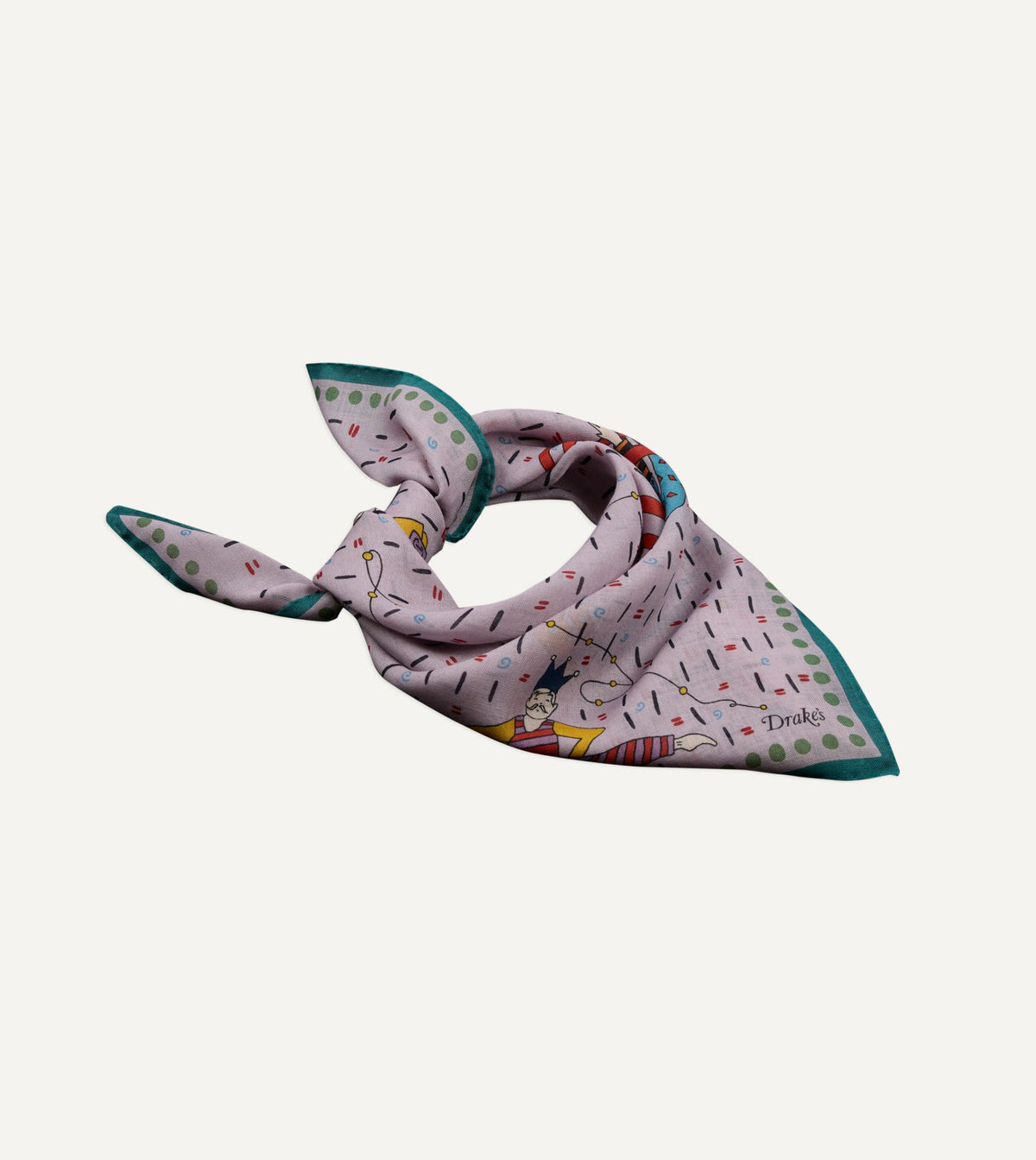 Drake's Lilac Acrobat Print Wool-Silk Bandana