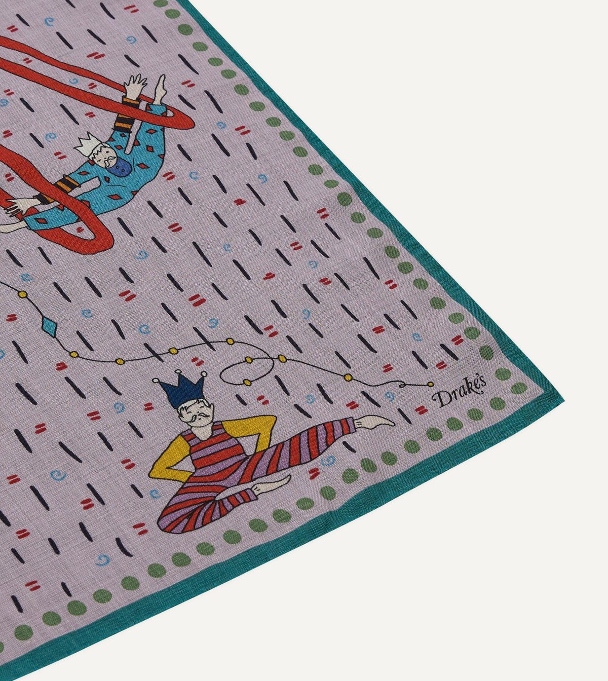 Drake's Lilac Acrobat Print Wool-Silk Bandana