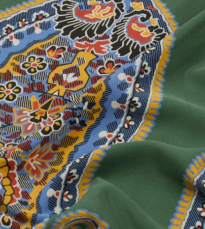 Drake's Green Jumbo Paisley Print Silk Bandana