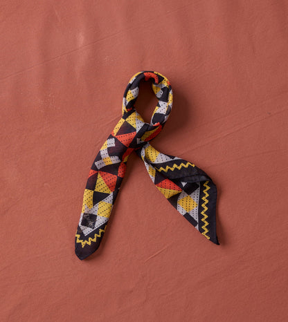 Drake's Navy Patchwork Print Wool-Silk Bandana