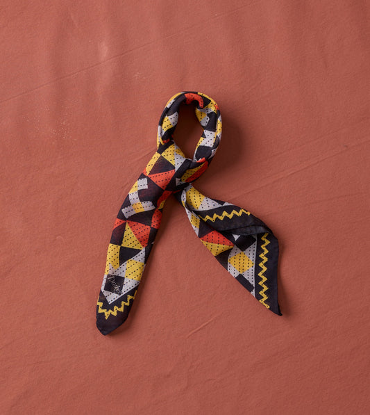 Drake's Navy Patchwork Print Wool-Silk Bandana