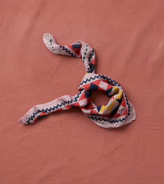 Drake's Pink Patchwork Print Wool-Silk Bandana