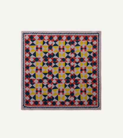 Drake's Pink Patchwork Print Wool-Silk Bandana