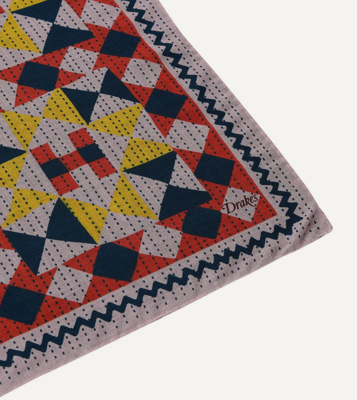 Drake's Pink Patchwork Print Wool-Silk Bandana