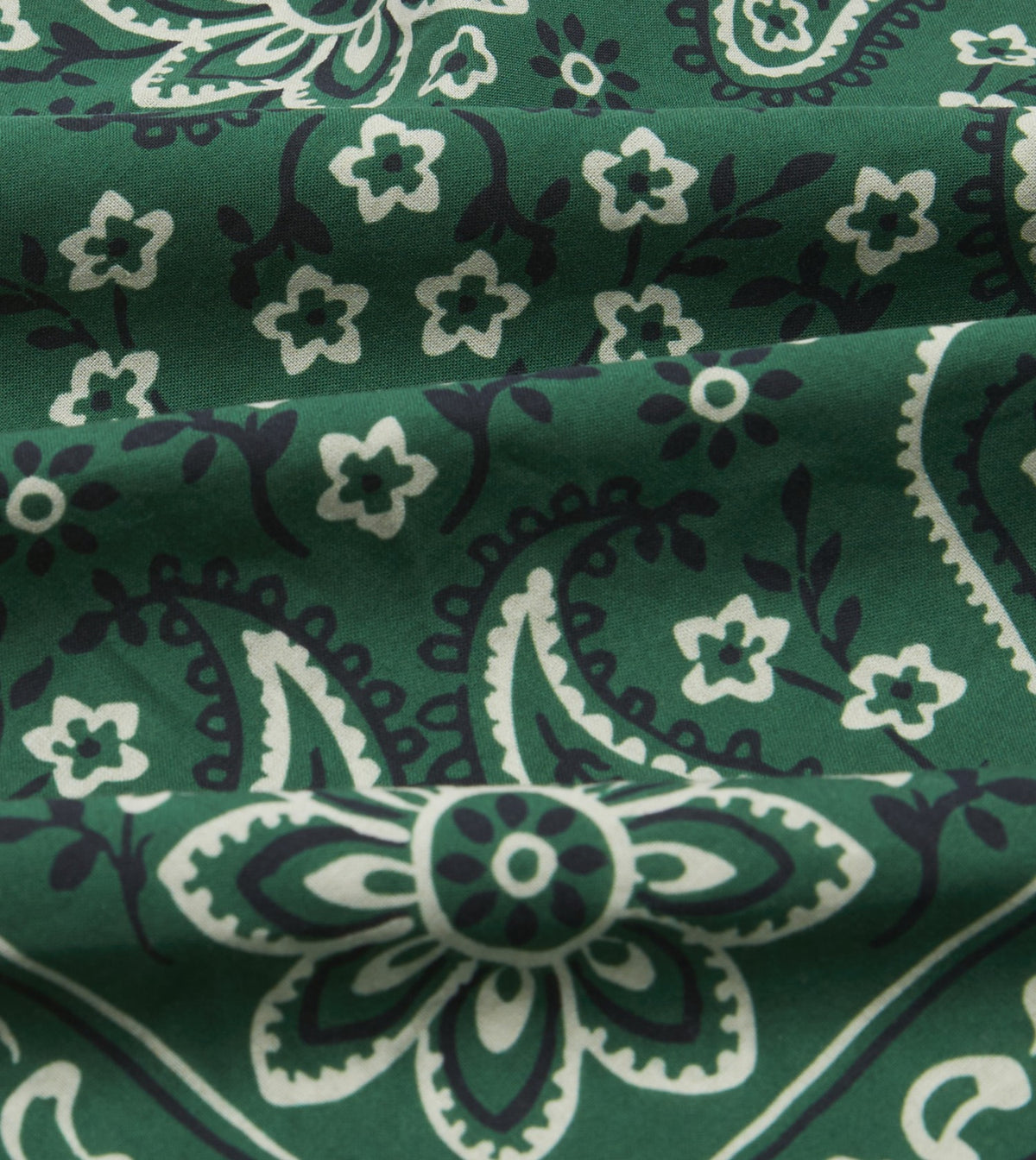 Drake's Green Paisley Print Cotton Bandana