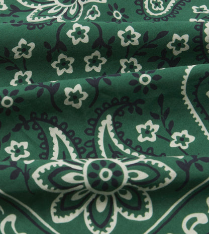 Drake's Green Paisley Print Cotton Bandana