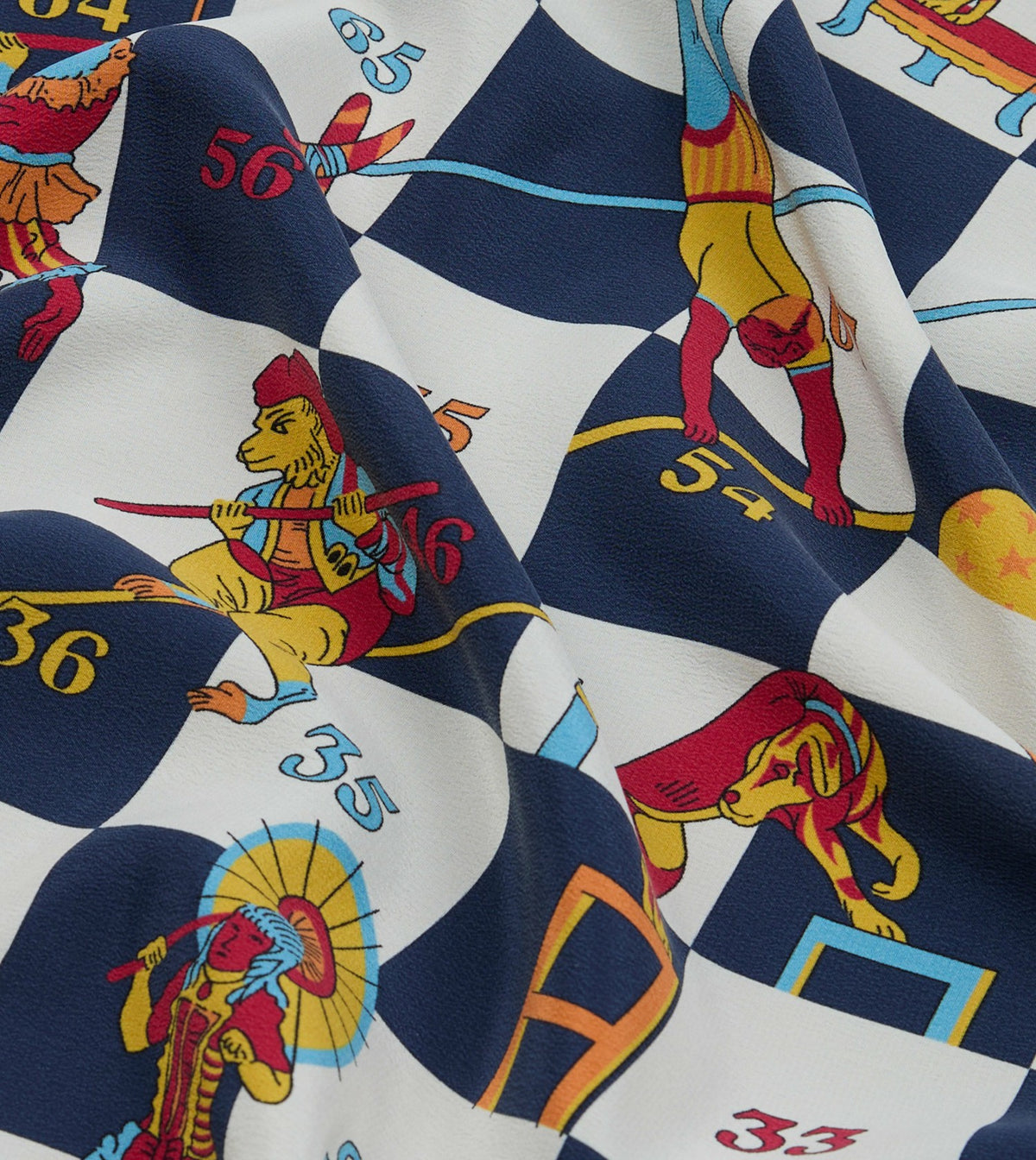 Drake's Blue Snakes and Ladders Print Silk Bandana