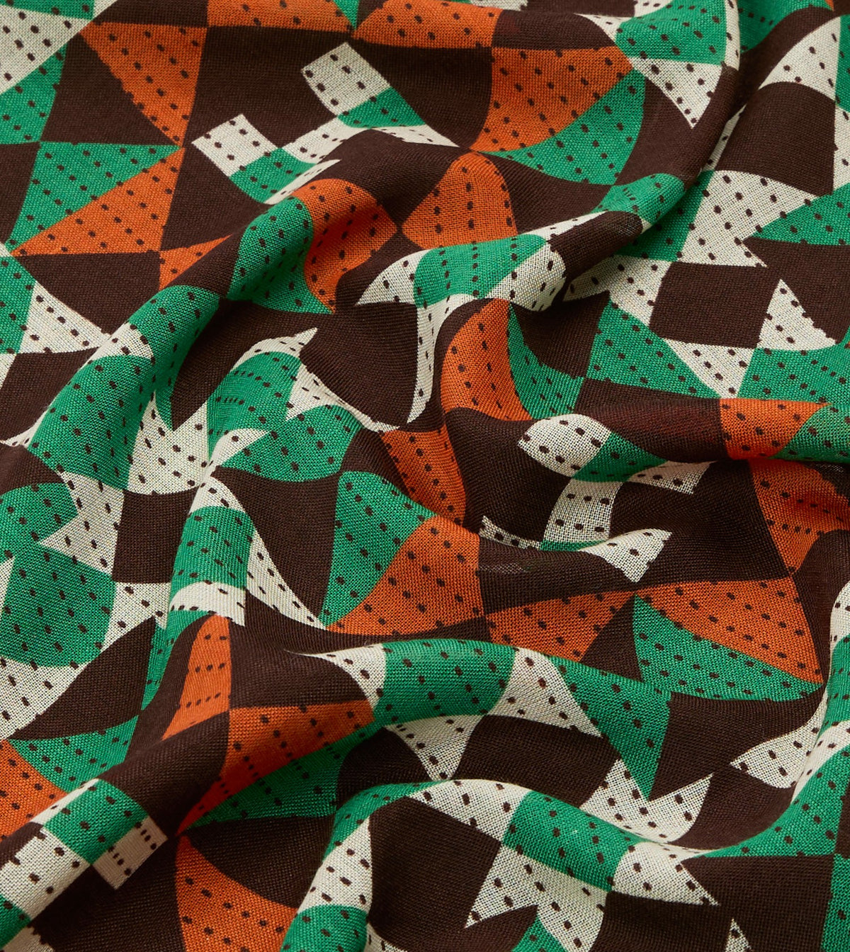 Drake's Brown Patchwork Print Wool-Silk Bandana