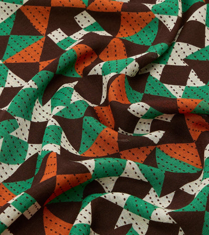 Drake's Brown Patchwork Print Wool-Silk Bandana