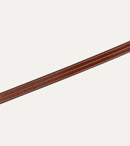 Drake's Yuketen Brown Triple Stitched Leather Belt