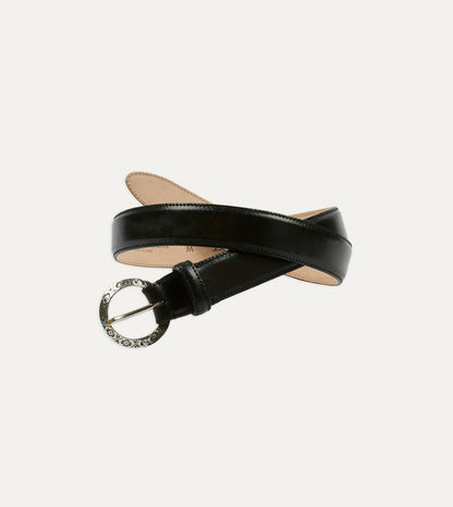 Drake's Black Bridle Calf Leather Western Belt