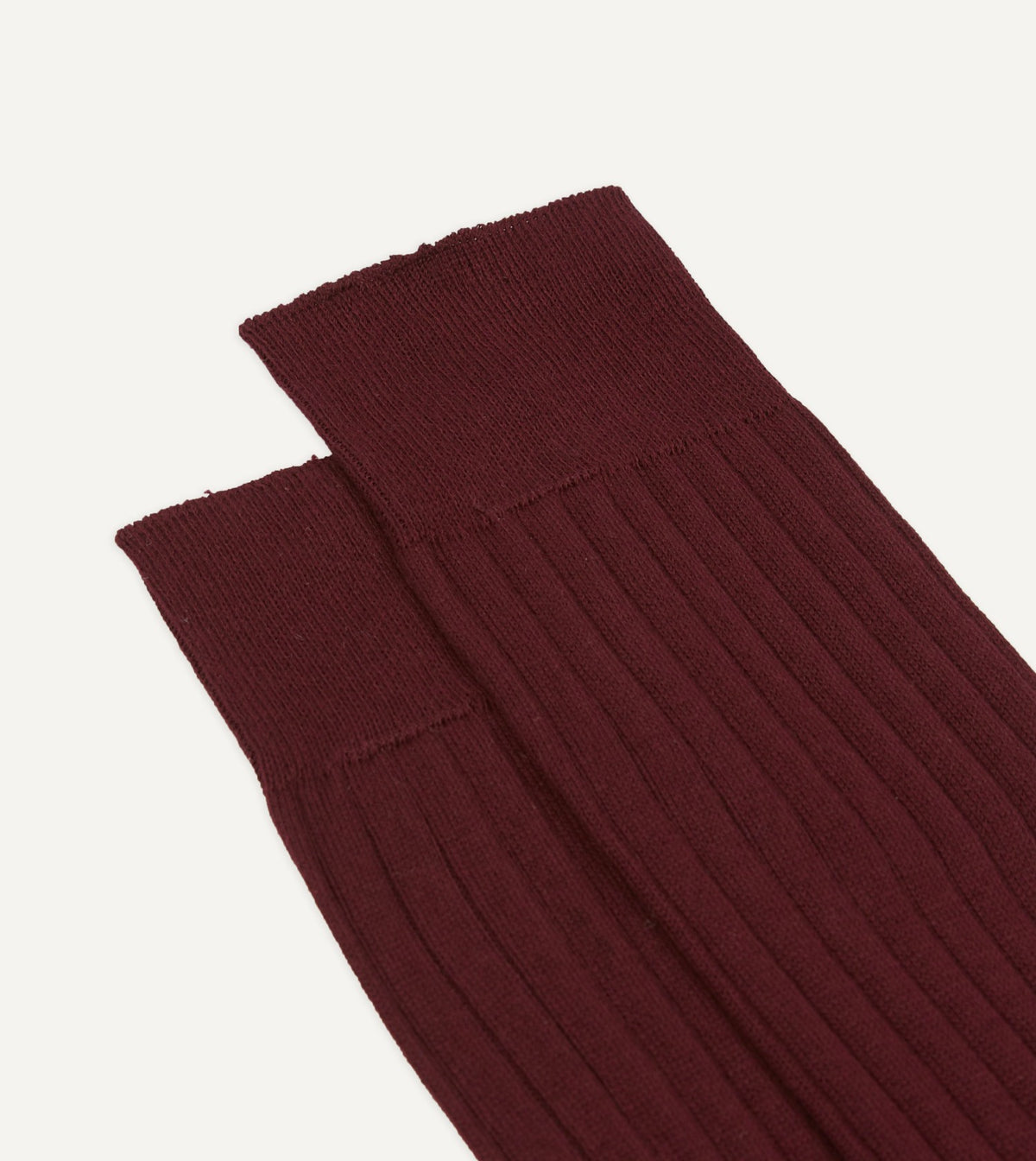 Drake's Burgundy Cotton Mid-Calf Socks