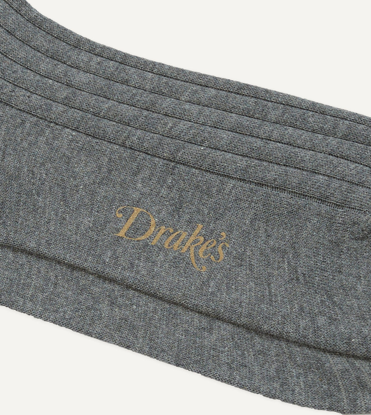 Drake's Grey Cotton Mid-Calf Socks