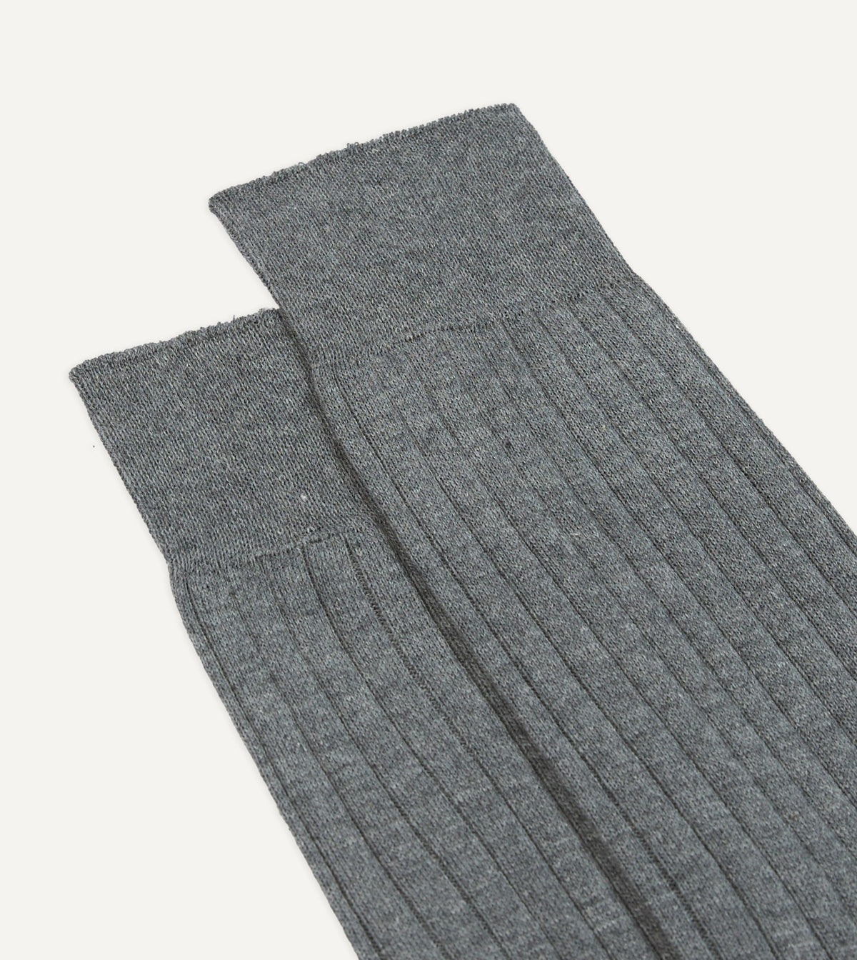 Drake's Grey Cotton Mid-Calf Socks