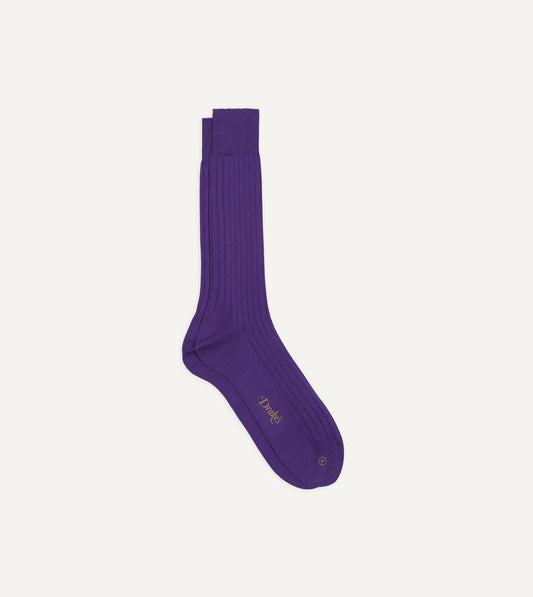 Drake's Purple Cotton Mid-Calf Socks