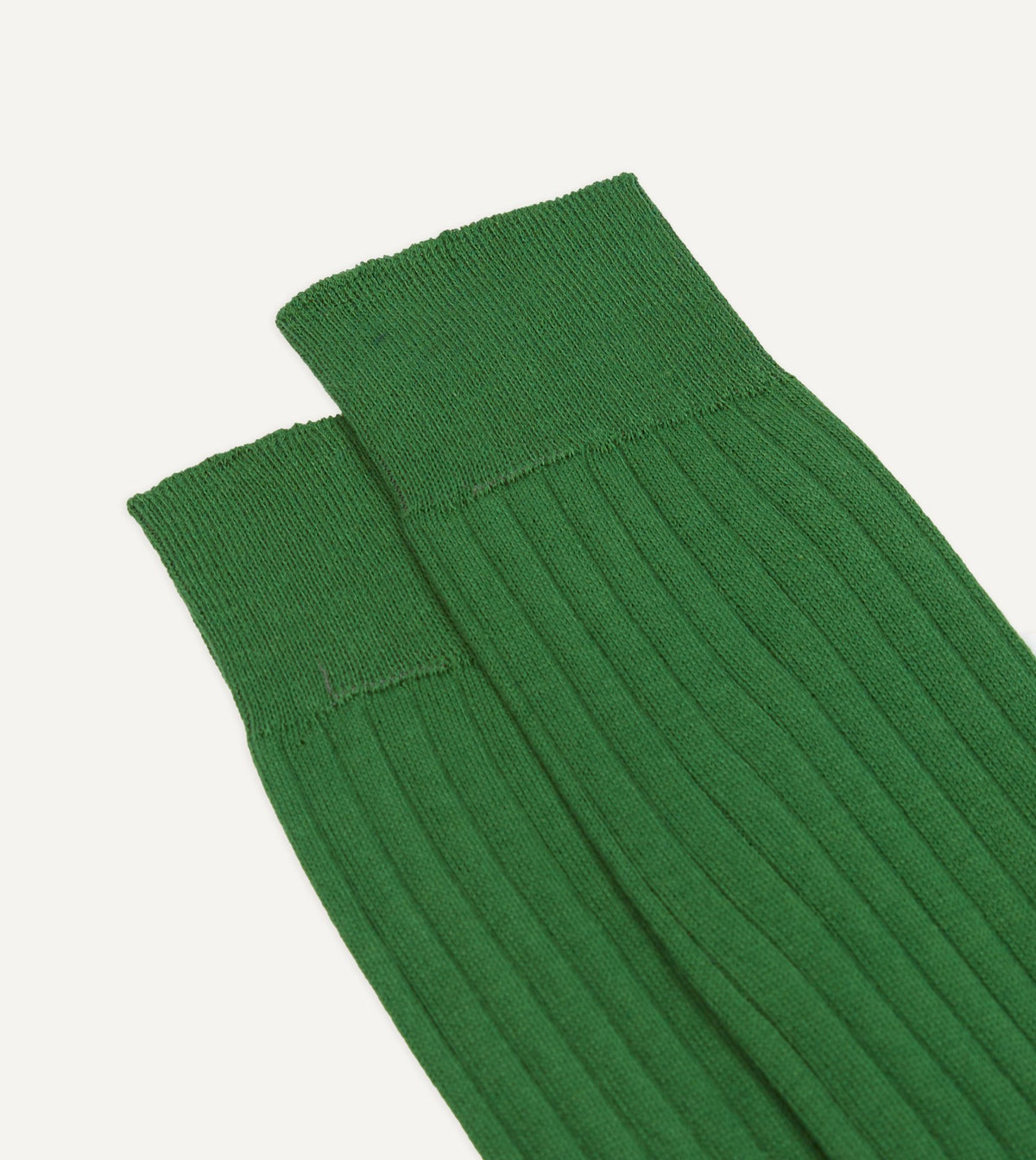 Drake's Green Cotton Mid-Calf Socks