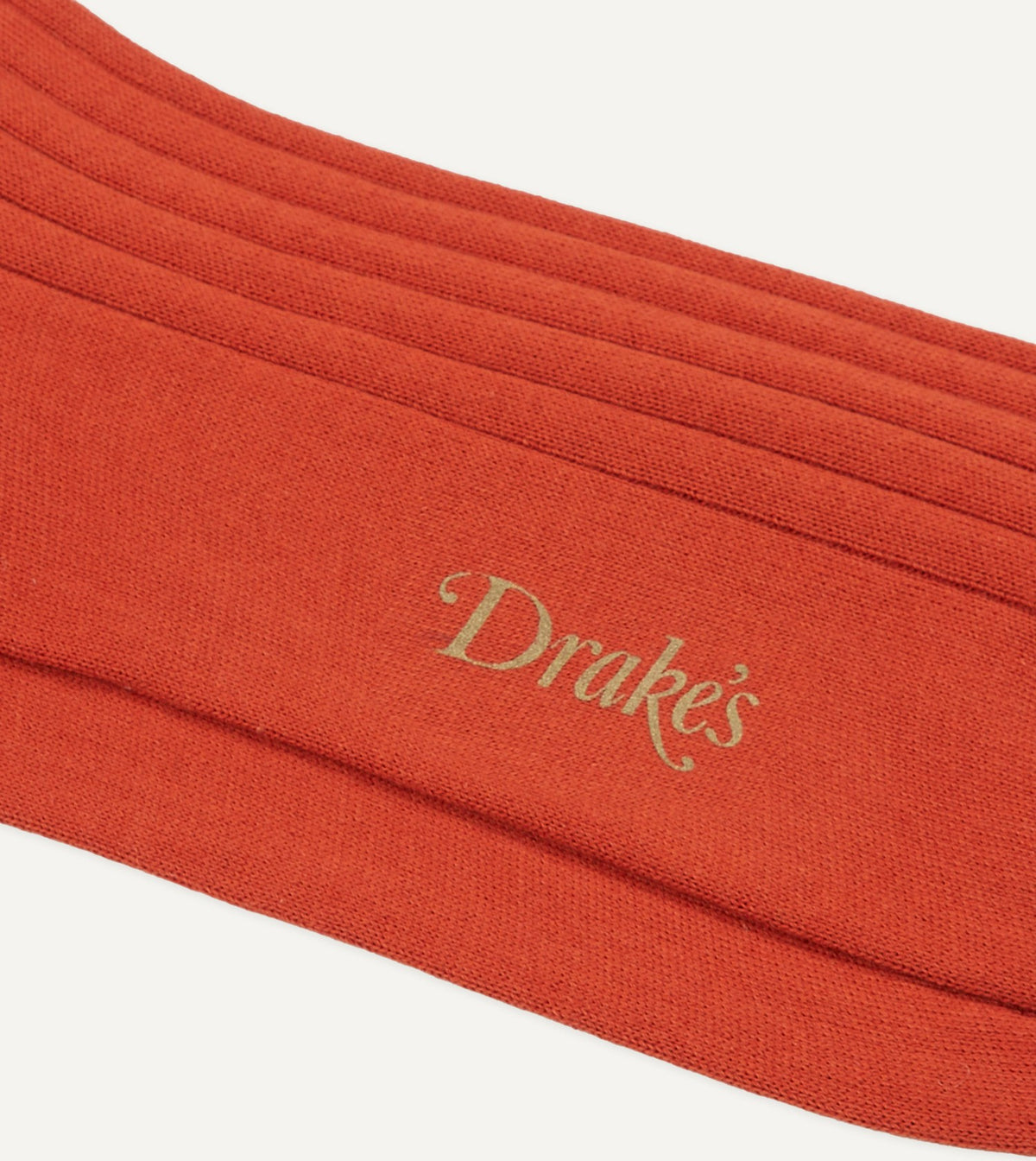 Drake's Orange Cotton Mid-Calf Socks