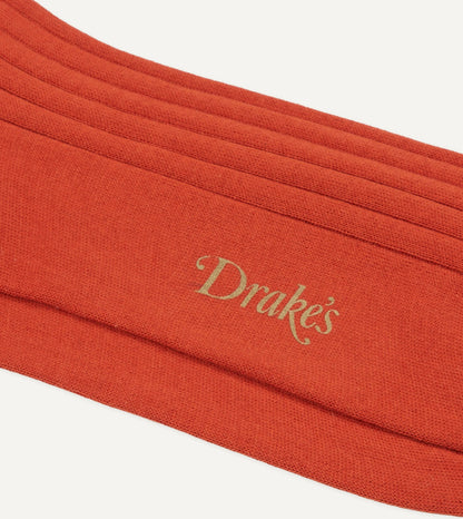Drake's Orange Cotton Mid-Calf Socks