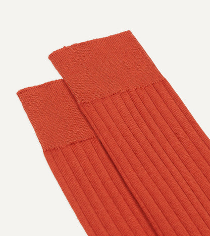 Drake's Orange Cotton Mid-Calf Socks