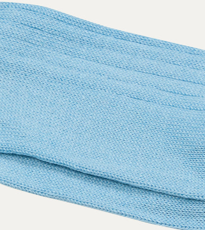 Drake's RoToTo Sky Blue Linen-Cotton Ribbed Socks