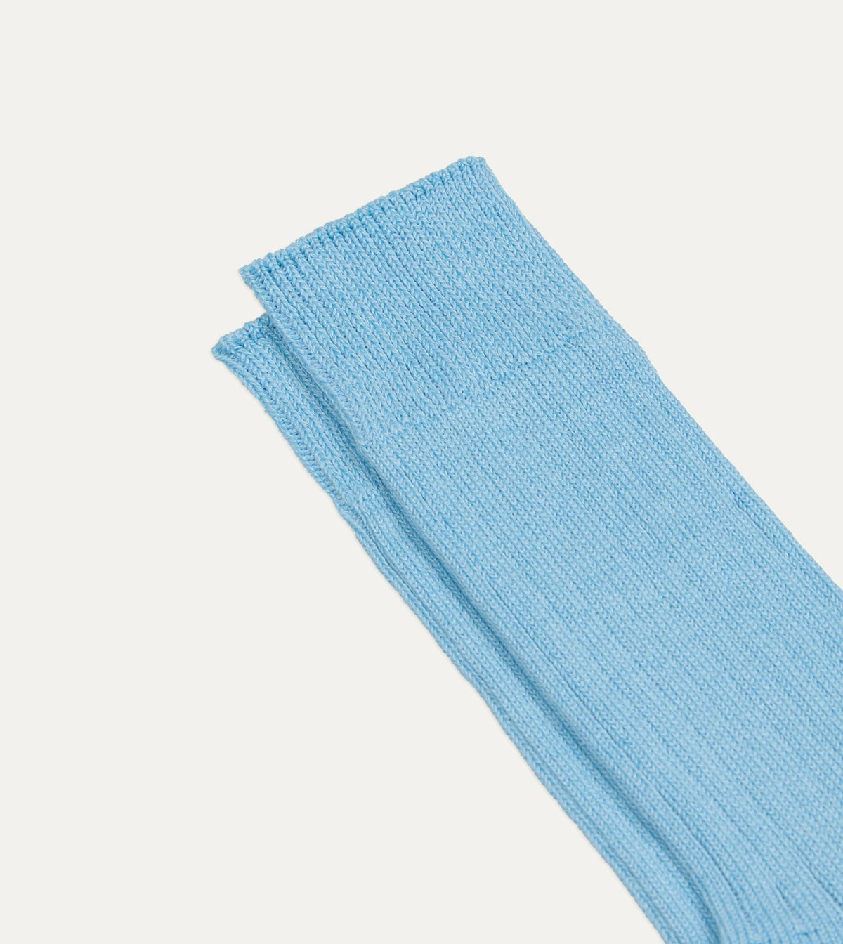 Drake's RoToTo Sky Blue Linen-Cotton Ribbed Socks