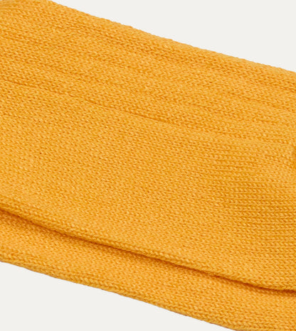 Drake's RoToTo Yellow Linen-Cotton Ribbed Socks
