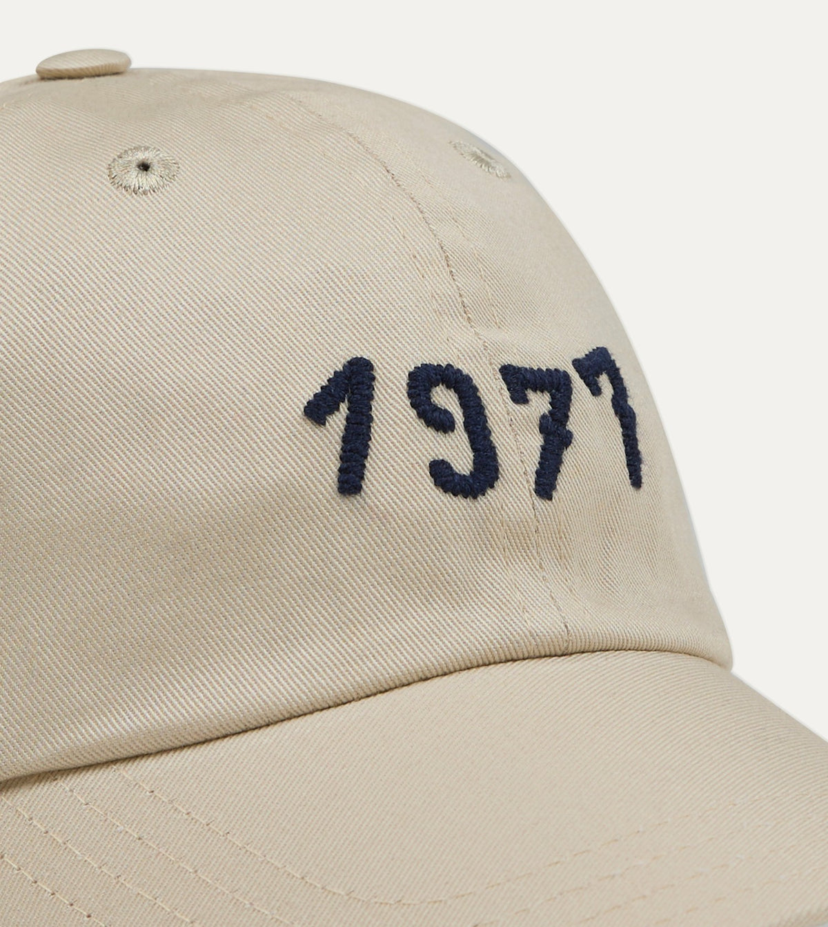 Drake's Ecru Chainstitch '1977' Cotton Twill Baseball Cap