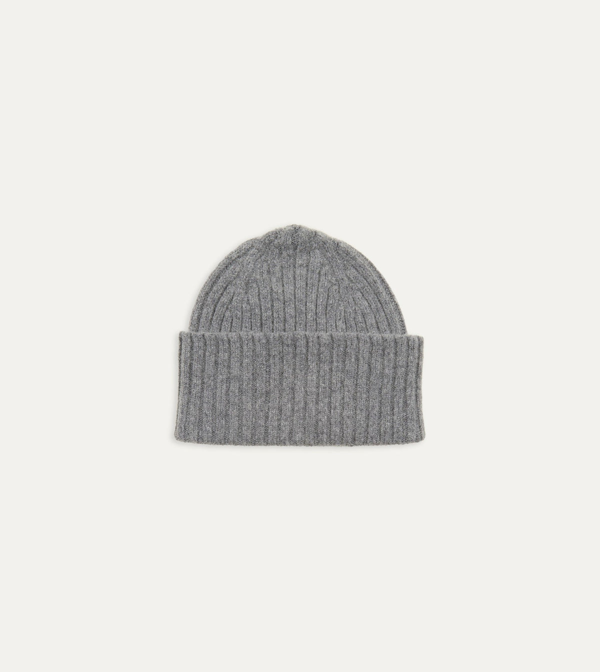 Drake's Grey Lambswool Ribbed Knit Cap