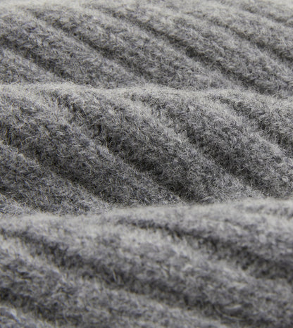 Drake's Grey Lambswool Ribbed Knit Cap