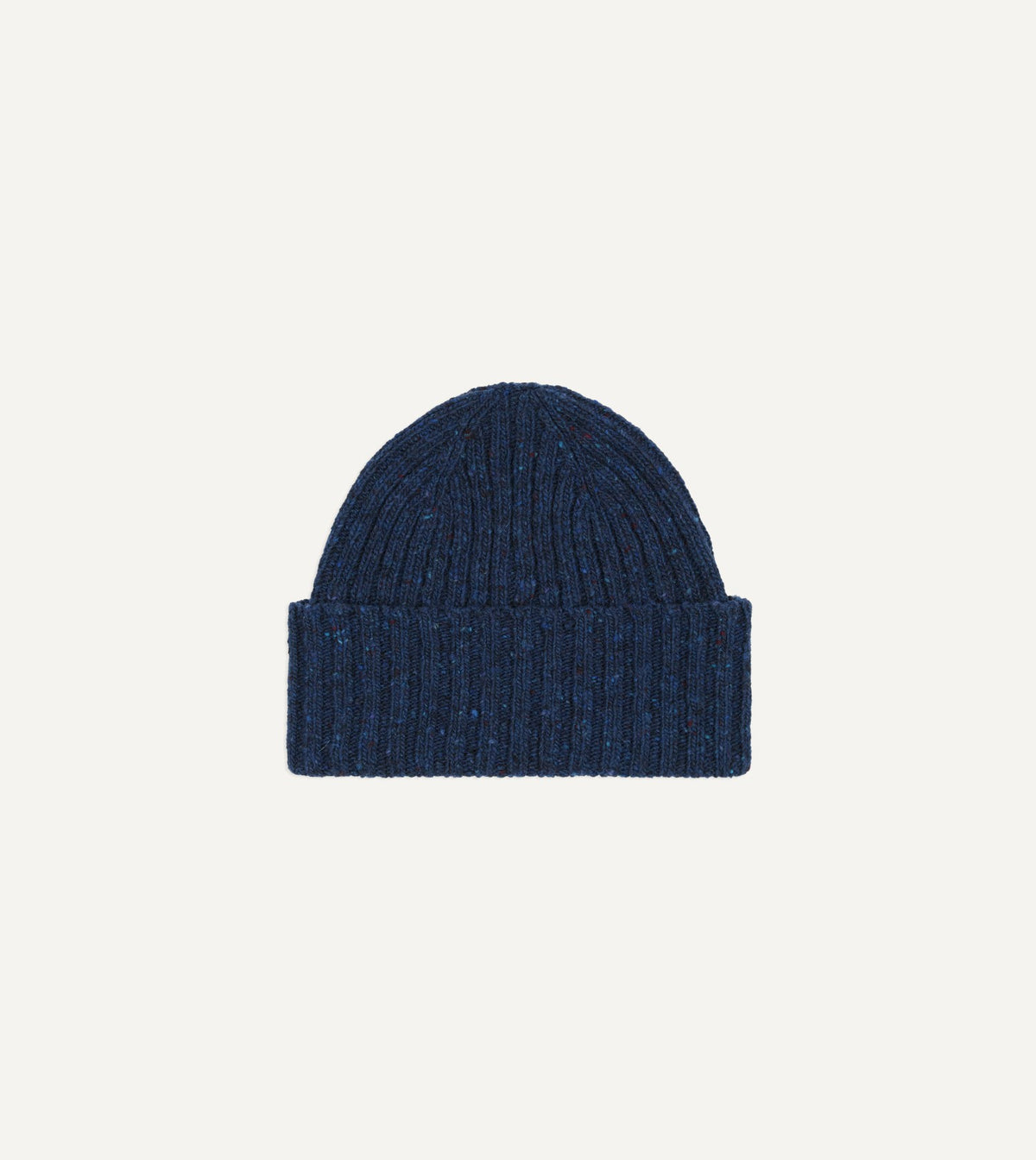 Drake's Blue Ribbed Merino Donegal Knit Cap