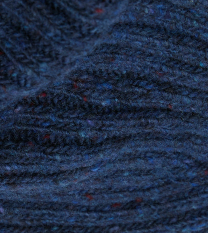 Drake's Blue Ribbed Merino Donegal Knit Cap