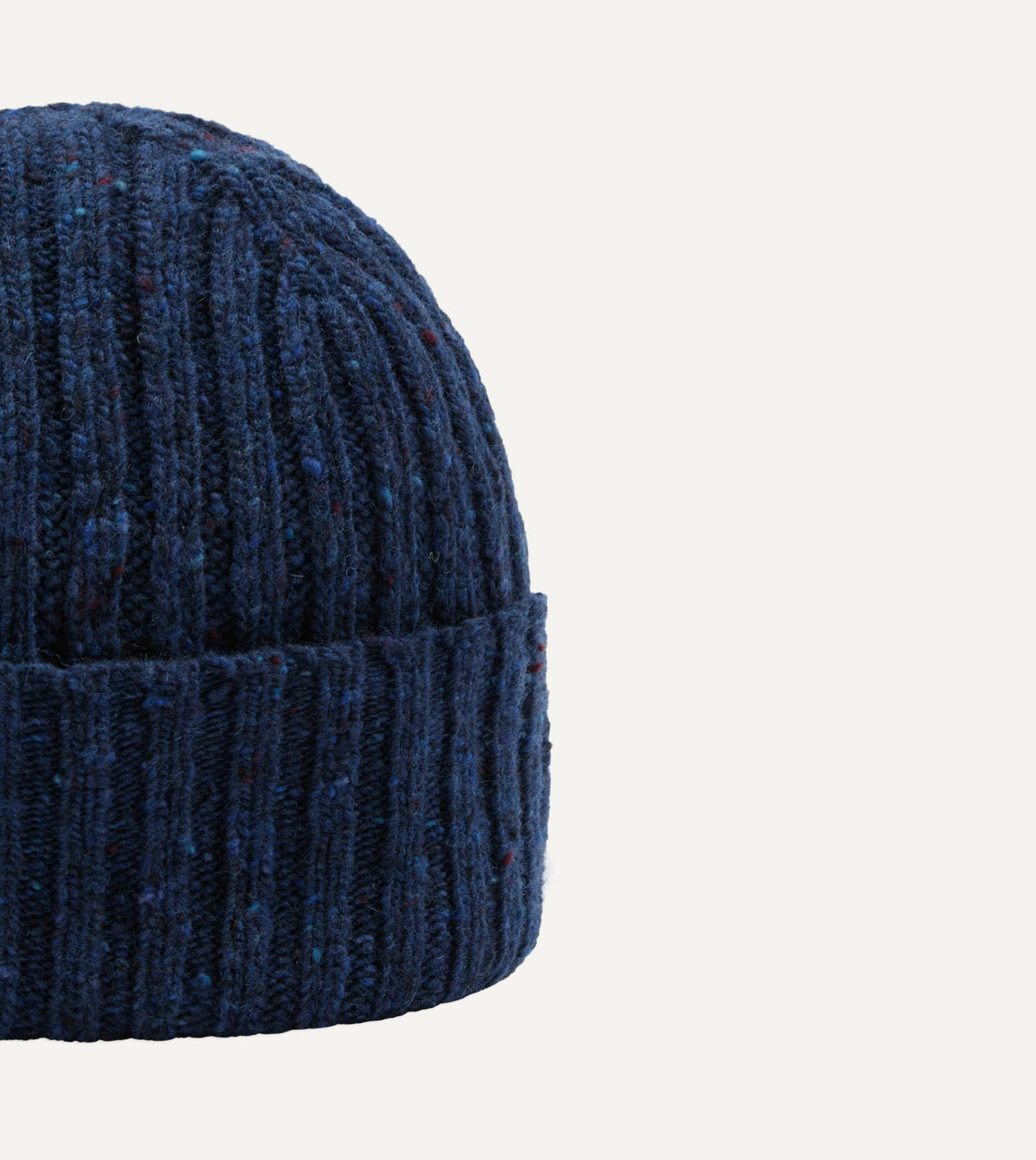 Drake's Blue Ribbed Merino Donegal Knit Cap