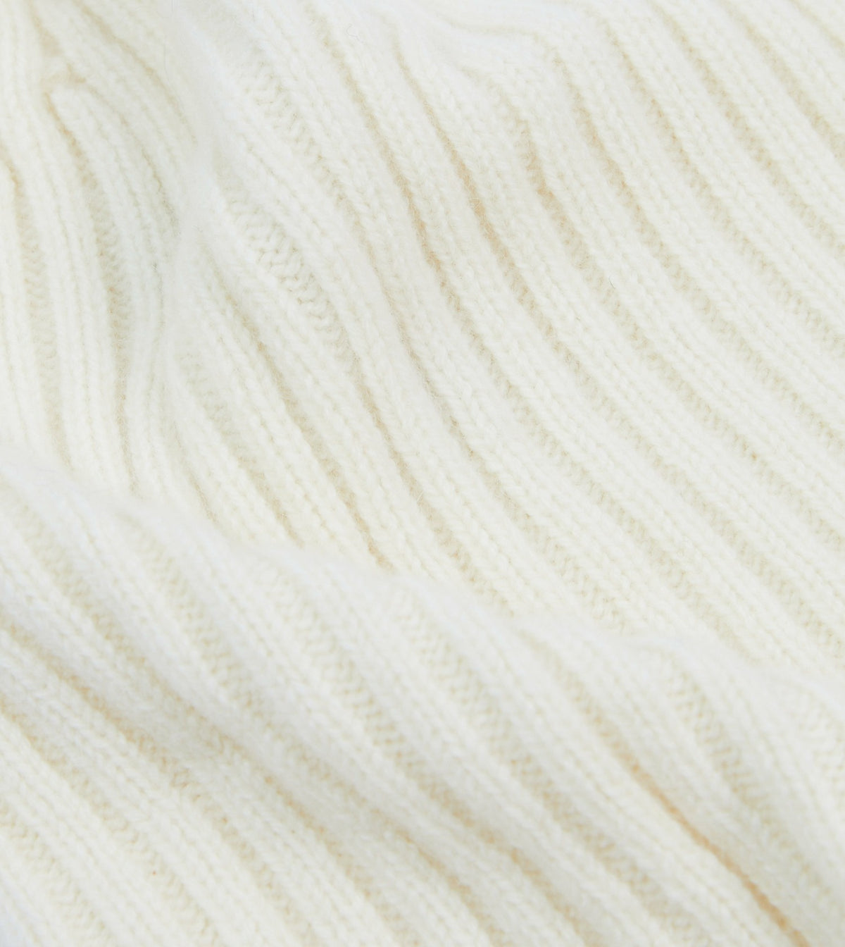 Drake's Ecru Lambswool Ribbed Knit Cap