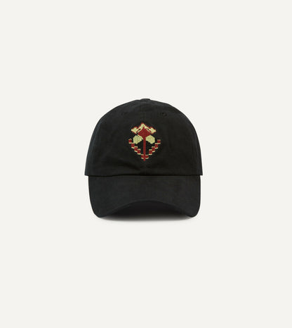 Drake's Washed Black Flower Emblem Cotton Baseball Cap