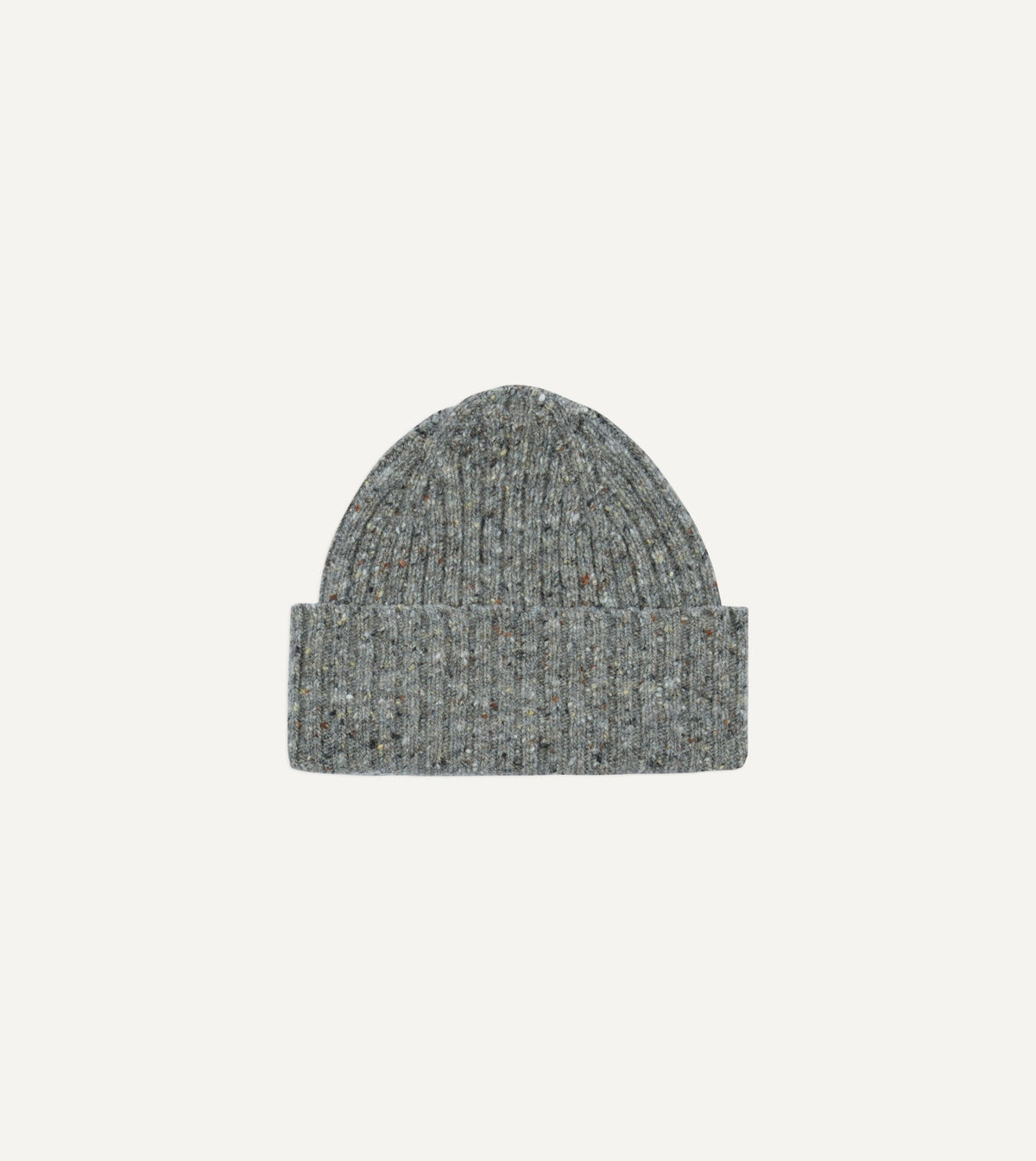 Drake's Light Grey Donegal Ribbed Merino Knit Cap