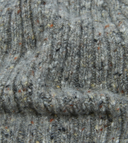 Drake's Light Grey Donegal Ribbed Merino Knit Cap