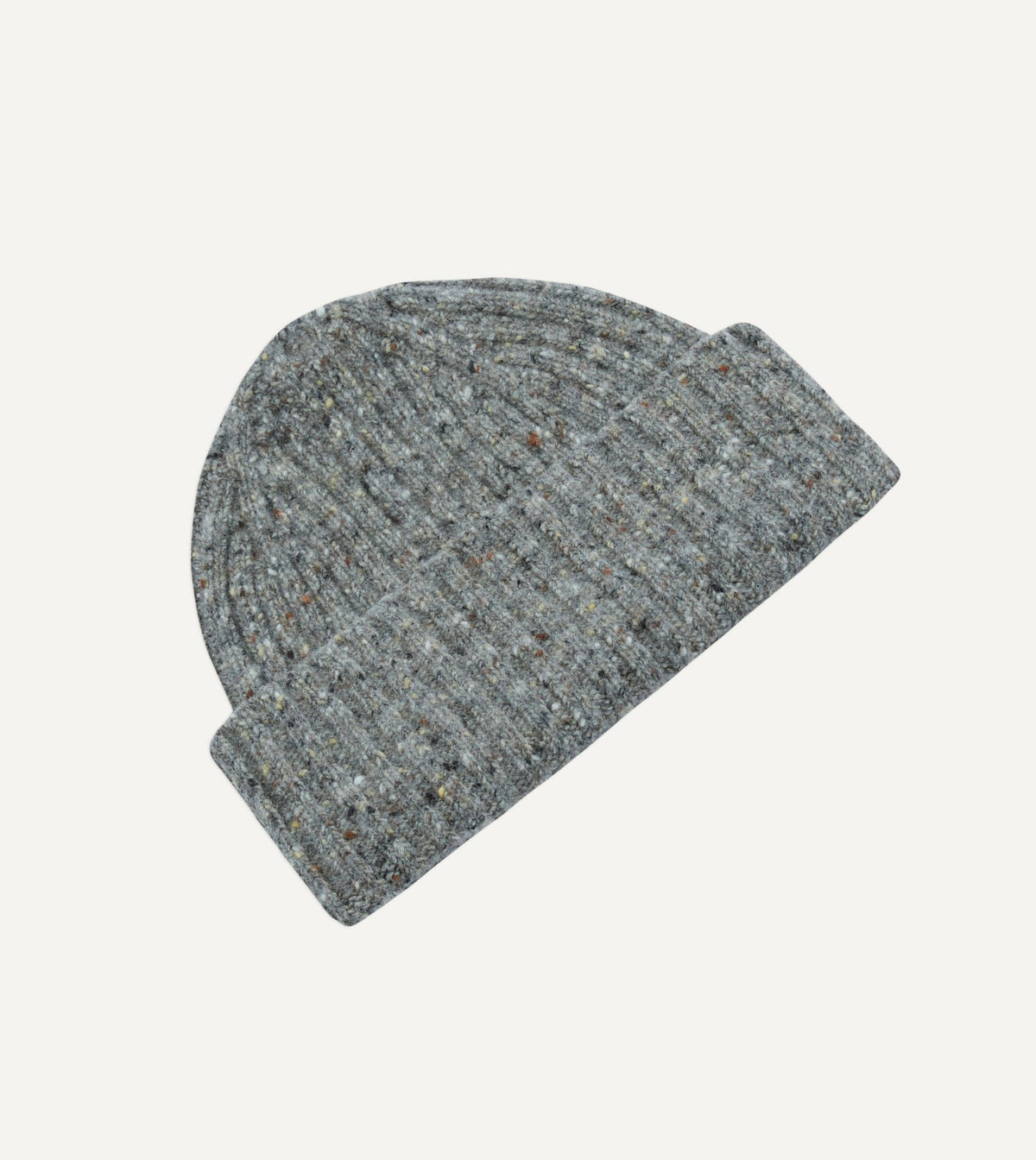 Drake's Light Grey Donegal Ribbed Merino Knit Cap