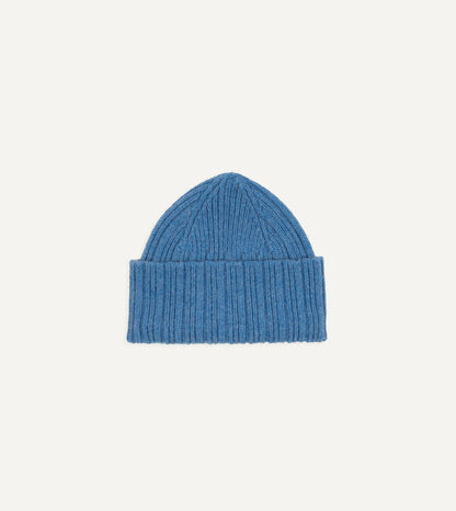 Drake's Sky Blue Geelongora Ribbed Knit Cap