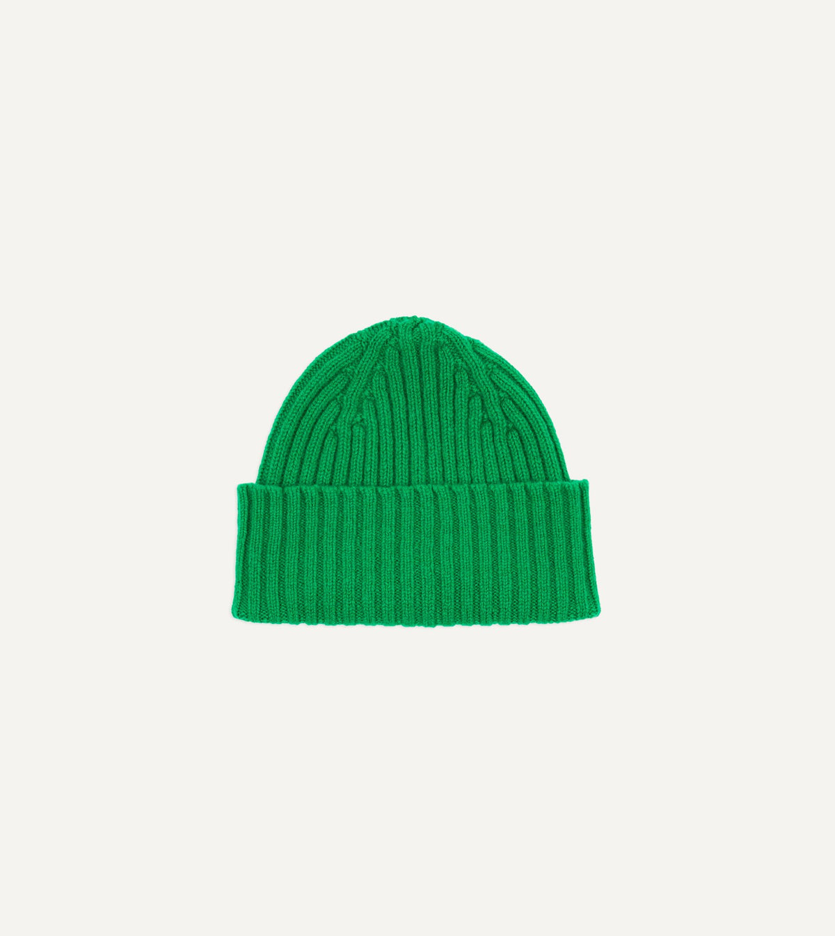 Drake's Bright Green Lambswool Ribbed Knit Cap