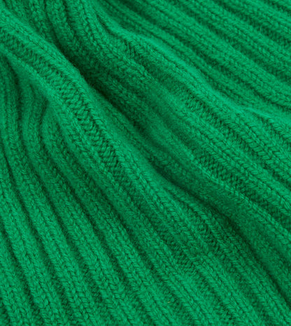 Drake's Bright Green Lambswool Ribbed Knit Cap