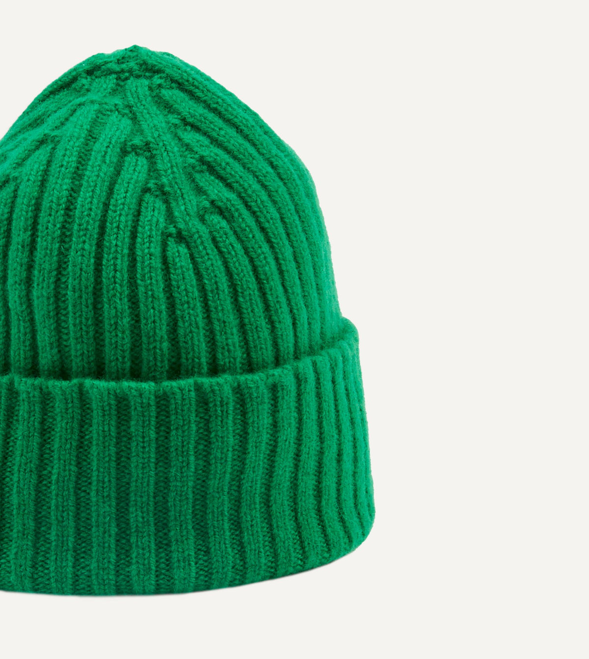 Drake's Bright Green Lambswool Ribbed Knit Cap